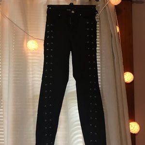 Black lace up skinny top shop Jamie jeans